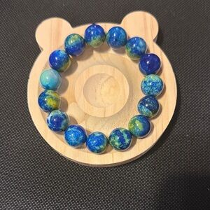 Blue and Green Agate Beaded Bracelet